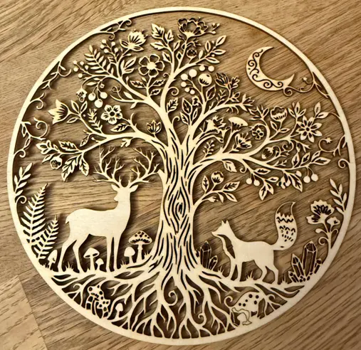 Tregravering mandala